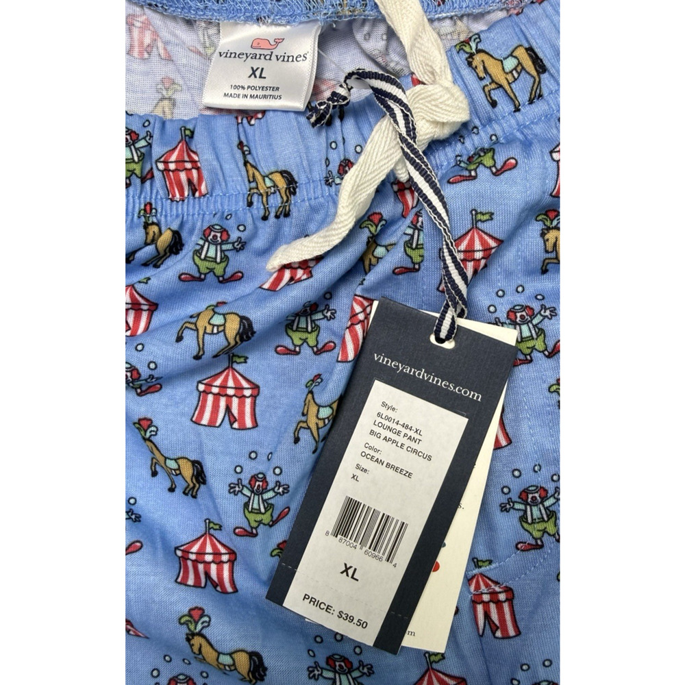 NWT Vineyard Vines pajama pants XL big apple circus elephants ocean breeze blue - Picture 3 of 3